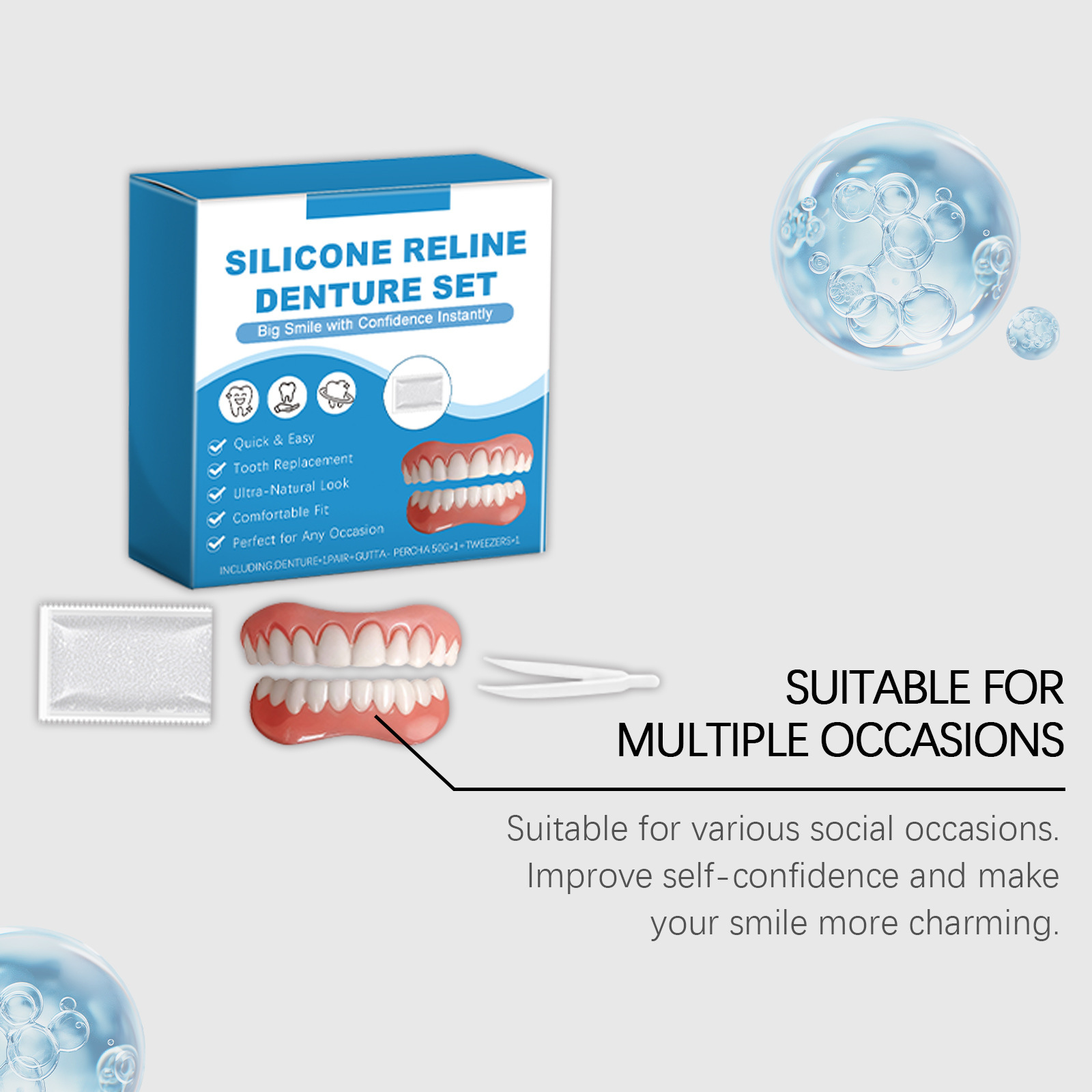 Denture Full Set Over Gums Kit - Full Cover Adhesive บทวิจารณ์และราคา