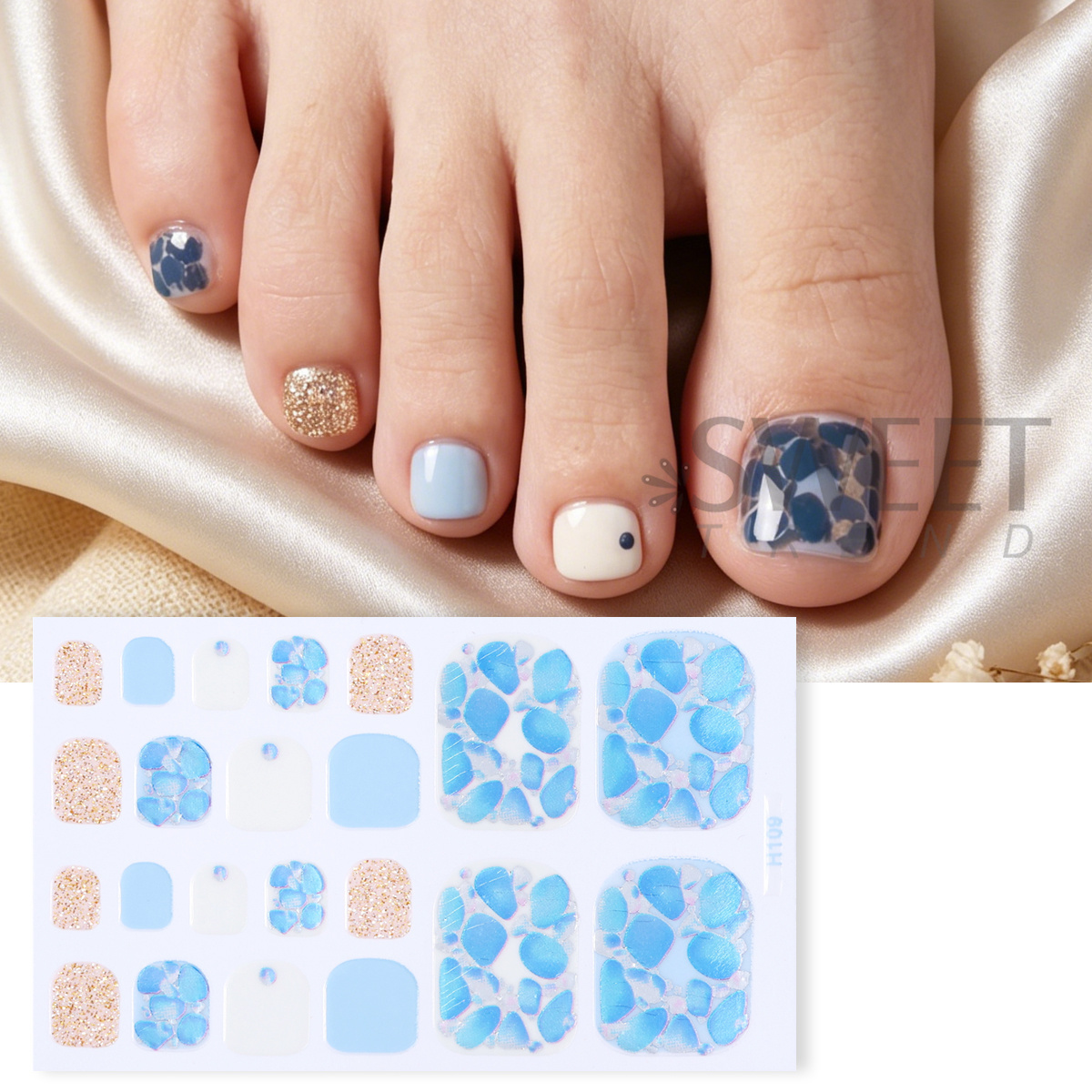 5pcs Elegant Rhinestone Design - Full Cover Adhesive บทวิจารณ์และราคา