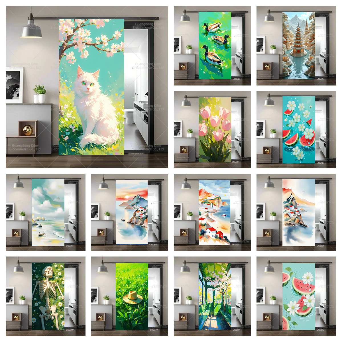 Tulip Cat Cherry Blossom Scene - Full Cover Adhesive บทวิจารณ์และราคา