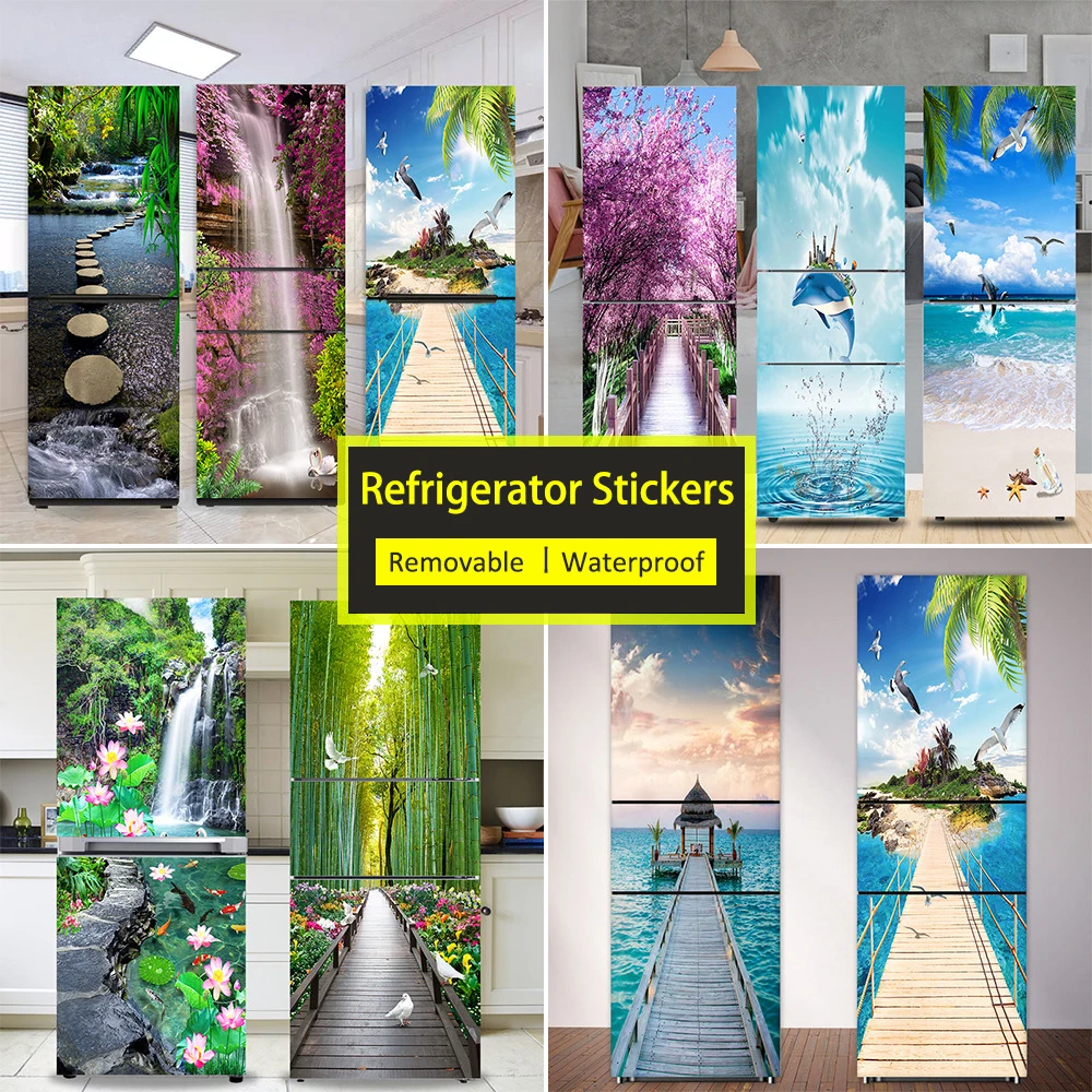 Seaside Beach Fridge Sticker F - Full Cover Adhesive บทวิจารณ์และราคา