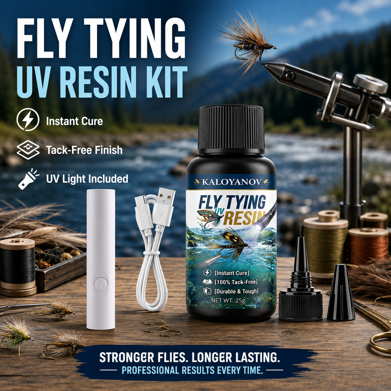 UV Resin Fly Tying Kit with US - Liquid Uv Glue Kit บทวิจารณ์และราคา