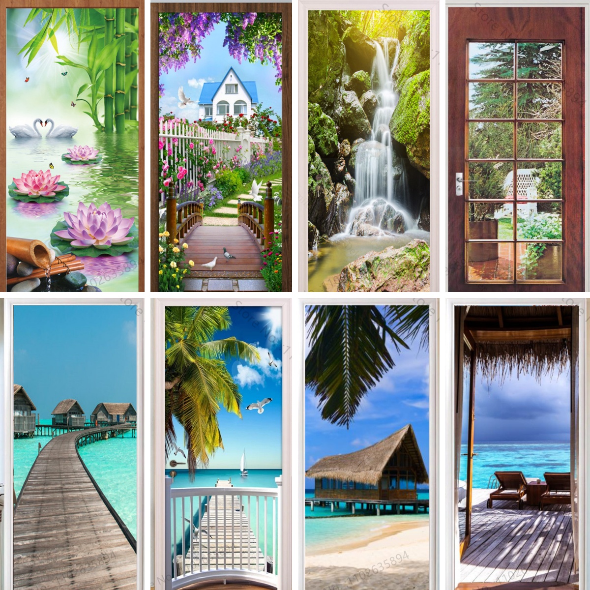 Natural Scenery Beach Waterfal - Full Cover Adhesive บทวิจารณ์และราคา
