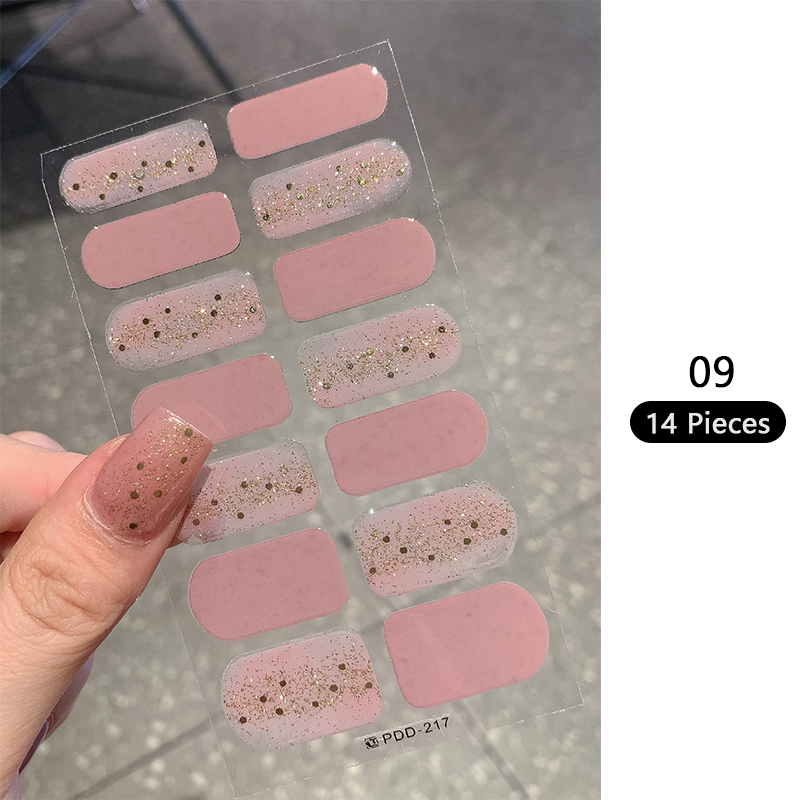Baking-free Pink Nail Stickers - Full Cover Adhesive บทวิจารณ์และราคา