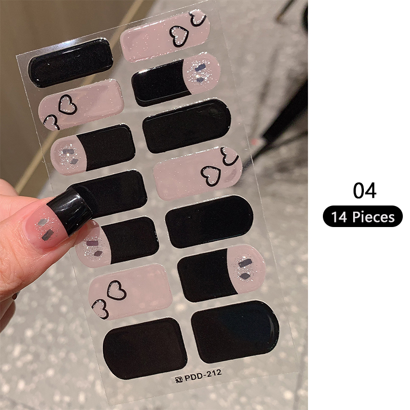 Baking-free Pink Nail Stickers - Full Cover Adhesive บทวิจารณ์และราคา