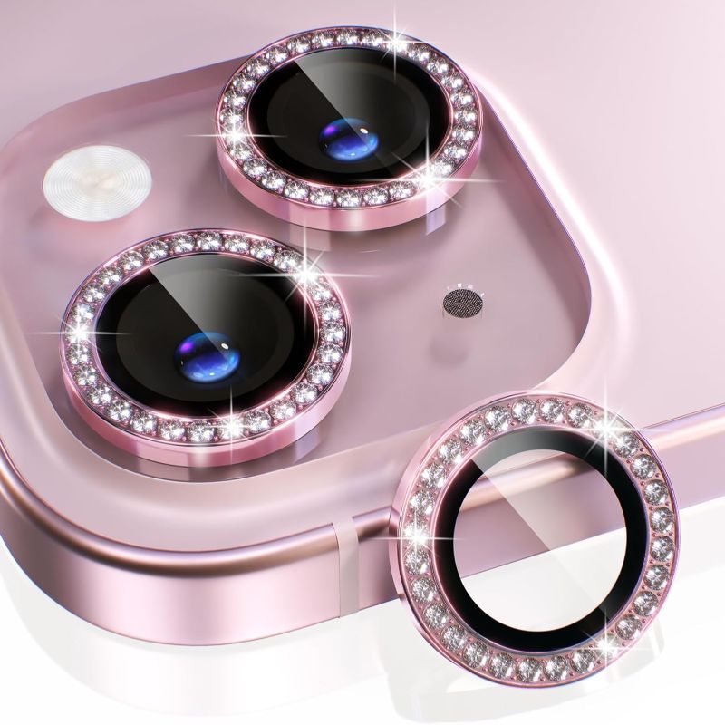 1PC Pink Glitter Diamond Camer - Tempered Glass Screen 9H บทวิจารณ์และราคา